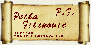 Petka Filipović vizit kartica